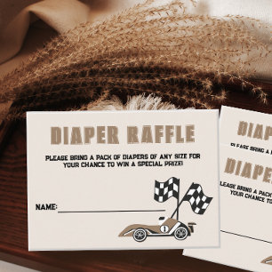 Sporty Race Car Diaper Raffle  Enclosure Card