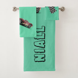 Sporty Race Car Personalised Bath Towel Set