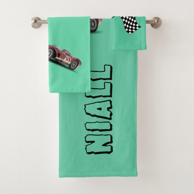 Sporty Race Car Personalised Bath Towel Set (Insitu)