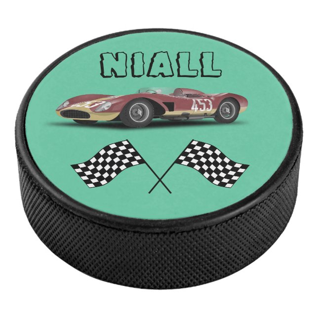 Sporty Race Car Personalised Hockey Puck (3/4)