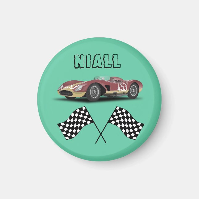 Sporty Race Car Personalised  Magnet (Front)
