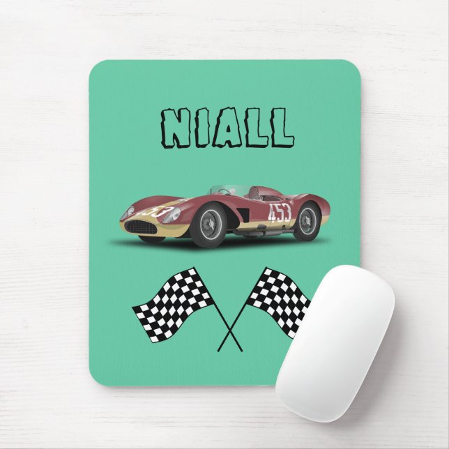 Sporty Race Car Personalised Mouse Mat (With Mouse)
