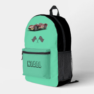 Sporty Race Car  Personalized Printed Backpack
