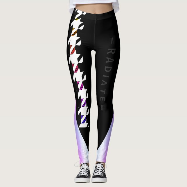 Sporty Rainbow Greek Key Houndstooth Radiate Leggings (Front)