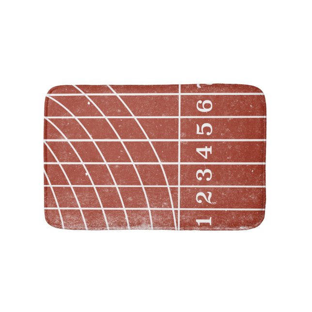 Sporty Red Running Track Bath Mat (Front)