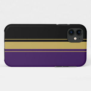 Sporty Refined Black Purple Brown Racing Stripes iPhone 11 Case