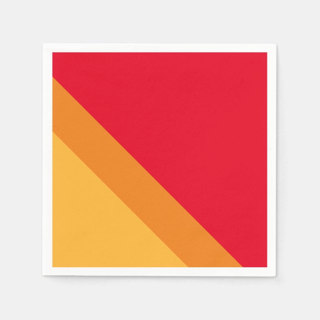 Sporty Retro 70s Bright Red Orange Yellow Stripes Napkin (Front)