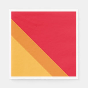 Sporty Retro 70s Bright Red Orange Yellow Stripes Napkin