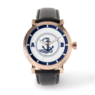 Sporty Sailor Style, Custom Initial, Nautical Watch