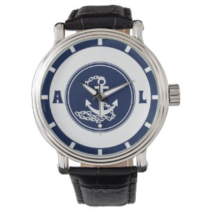 Sporty Sailor Style, Custom Initials, Nautical Watch
