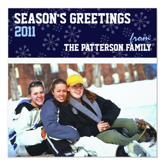 Sporty Seasons Greetings Holiday Photo Card Blue