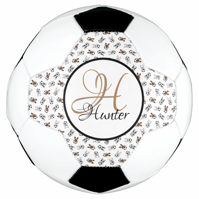 Sporty Soccer Puppies Monogrammed   Football (Front)