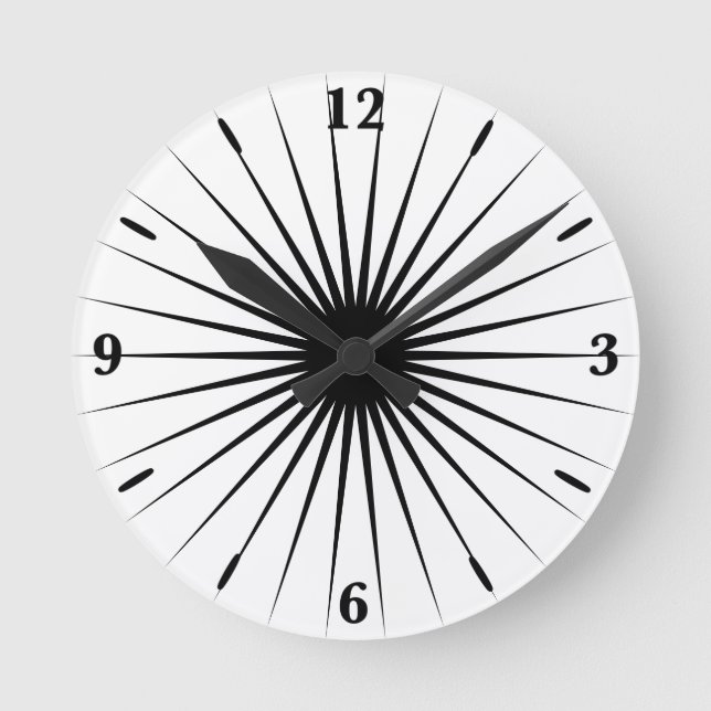 Sporty Spoked Black And White Wall Art Time Piece Round Clock (Front)