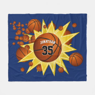 sporty star player basketball blowout boys girls fleece blanket