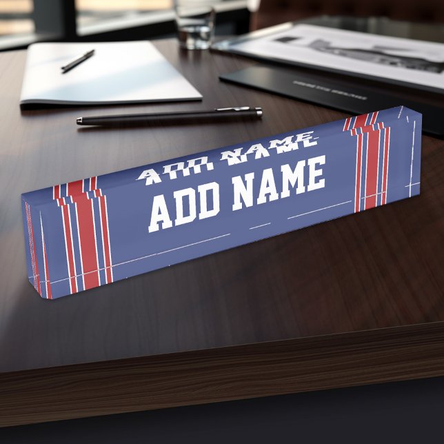 Sporty Team Jersey Custom Name and Number Nameplate (Personalized Sports Name Plate - Great for a Coach)
