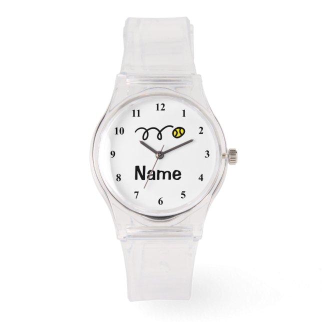 Sporty tennis watch with personalizable name (Front)