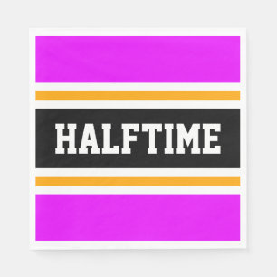 Sporty Tropical Pink Orange Black HALFTIME Stripes Napkin