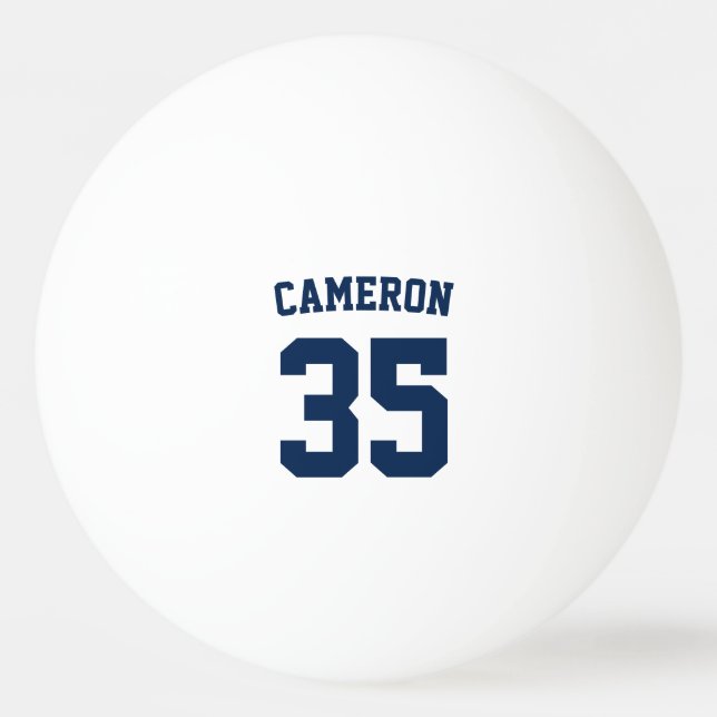 Sporty Varsity Style Personalised Name and Number Ping Pong Ball (Front)