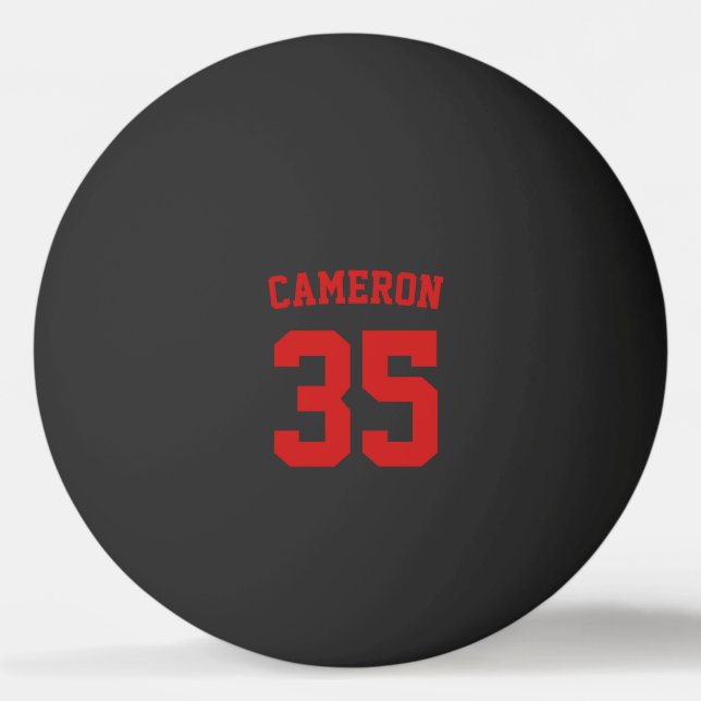 Sporty Varsity Style Personalised Name and Number Ping Pong Ball (Front)