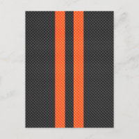 Sporty Vibrant Orange Stripes Carbon Fibre Style