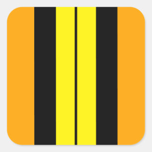 Sporty Vivid Golden Yellow Black Racing Stripes Square Sticker