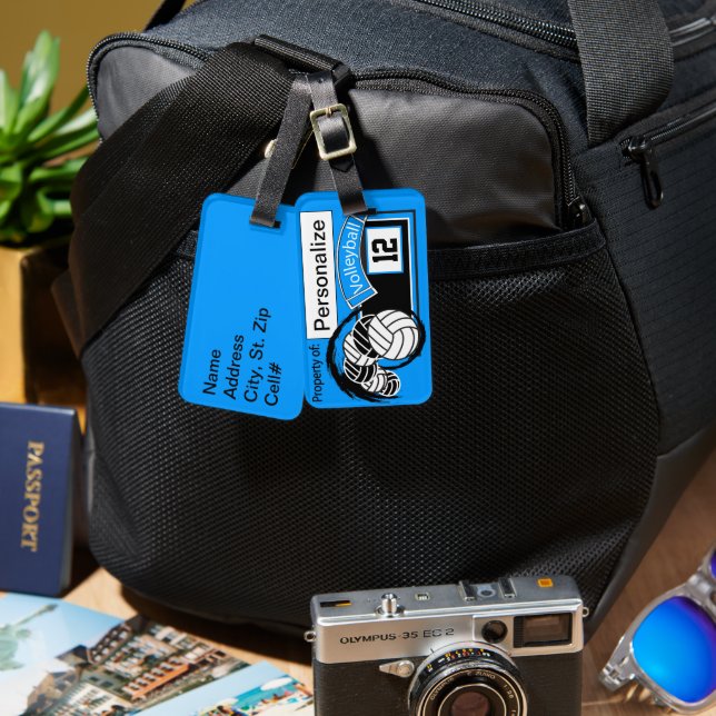 Sporty Volleyball  🏐 | DIY Background Colour Luggage Tag (Front & Back)