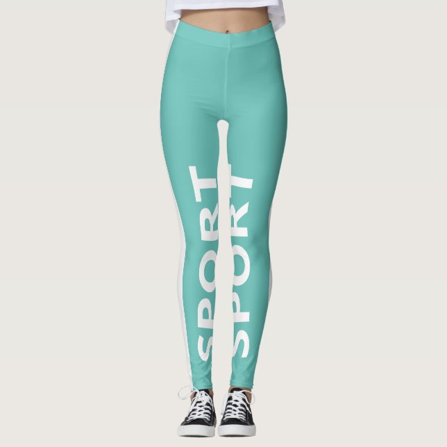 Sporty Watercolor Bichromatic Vertical Band Leggin Leggings (Front)