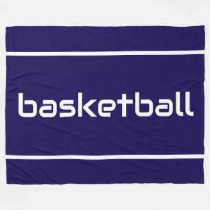 Sporty White PICKLEBALL Text Stripes On Deep Navy Fleece Blanket