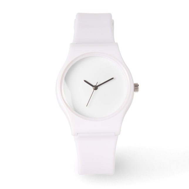 SPORTY WHITE SILICONE WATCH VINTAGE LEATHER STRAP (Front)