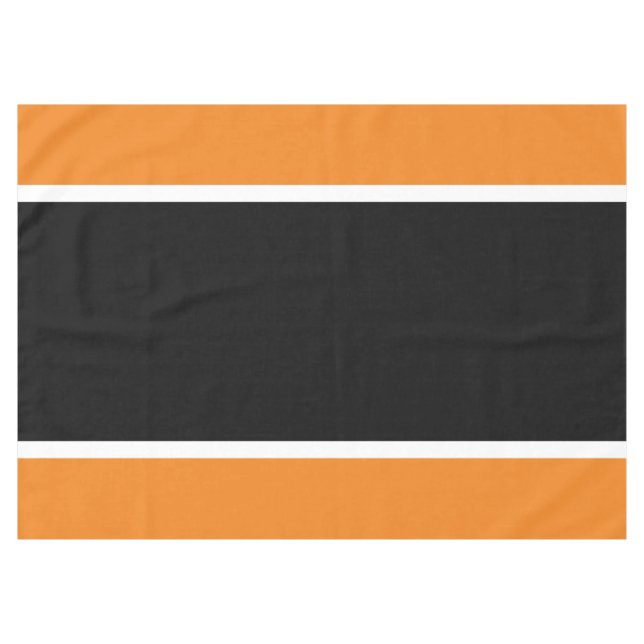 Sporty Wide Black White Stripes On Bright Orange Tablecloth (Front (Horizontal))