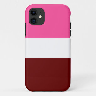 Sporty Wide Bright Pink Deep Red White Stripes iPhone 11 Case