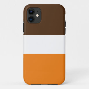 Sporty Wide Rich Cocoa Brown White Orange Stripes iPhone 11 Case