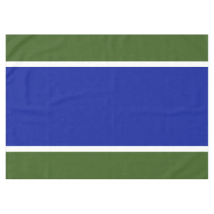 Sporty Wide Royal Blue Centre Forest Green Stripes Tablecloth
