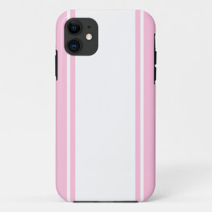 Sporty Wide White Racing Stripes Light Pink Edges Case-Mate iPhone Case