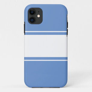 Sporty Wide White Racing Stripes On Light Blue iPhone 11 Case