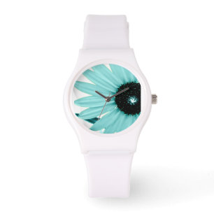 Sporty Woman's Watch-Aquamarine Sunflower Burst Watch