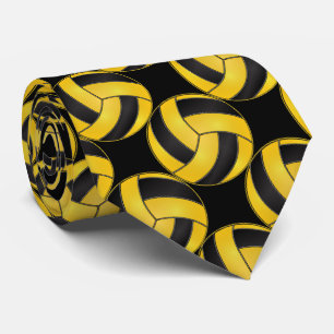 Sporty Yellow and Black Volleyball Tie