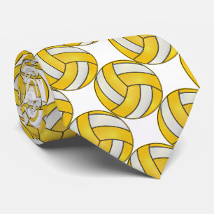 Sporty Yellow and White Volleyball Tie