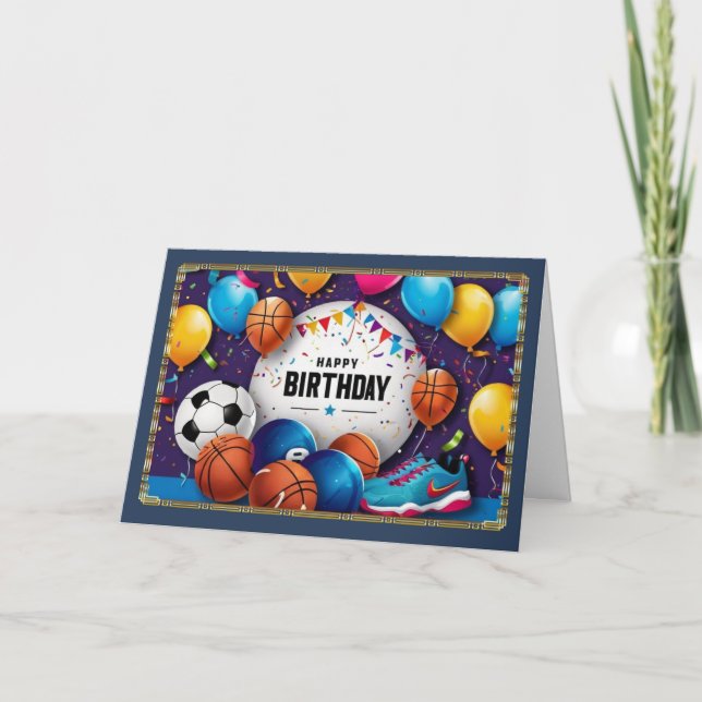 Sporty Young Boy's Birthday Card (Front)