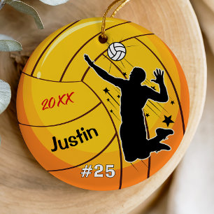 Sporty Youth Boy Volleyball Player Gift Ceramic Tree Decoration