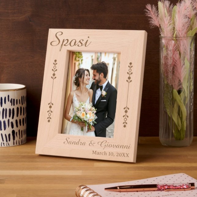 Sposi Personalized Etched Frames (Sposi - Italian for "Newlyweds"
Personalized and custom wedding date Engraved Wooden Frame)