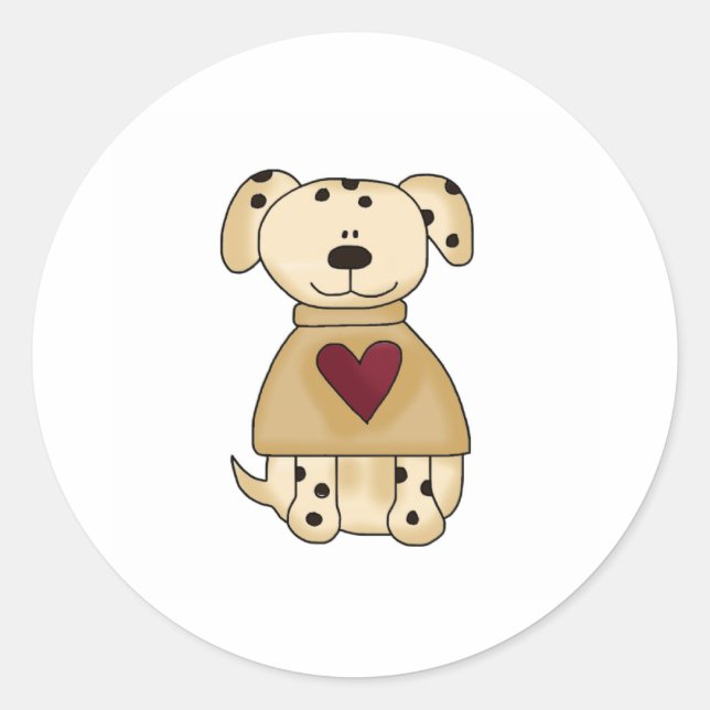 Spot Dog with Heart Classic Round Sticker (Front)