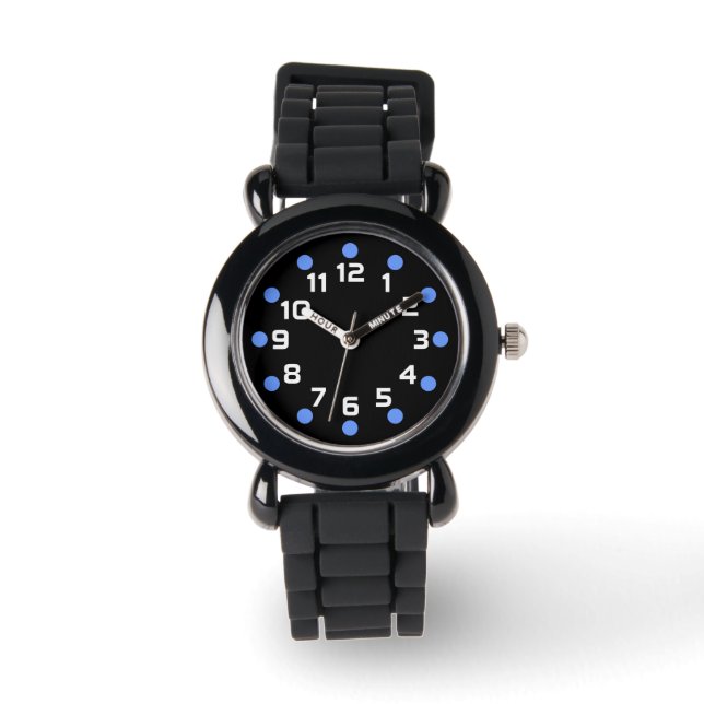 Spot Markers - Baby Blue and White on Black Watch (Front)