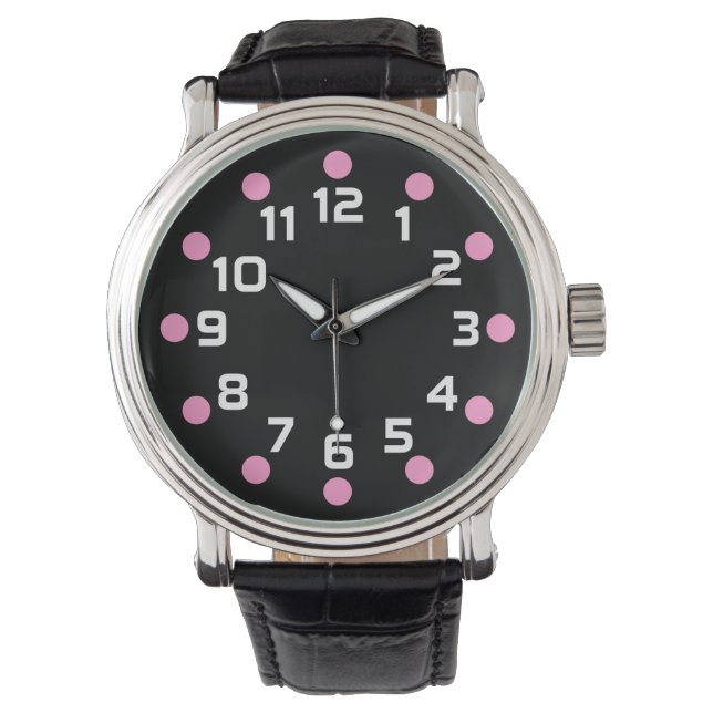 Spot Markers - Pink and White on Black Watch (Front)