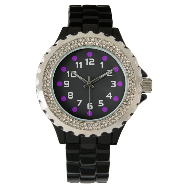 Spot Markers - Purple and White on Black Watch (Front)