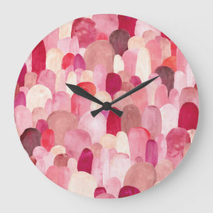 Spot Medley: Pink-Red Textile Dream. Large Clock