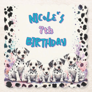 Spot-tacular Dalmatian Puppy Birthday Party Paper Coaster