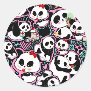 Spot The Panda! Panda Doodles Classic Round Sticker