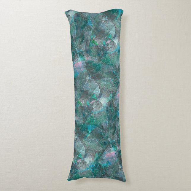 Spoted greenish cyan over unfinished wall plaster  body cushion (Front Vertical)