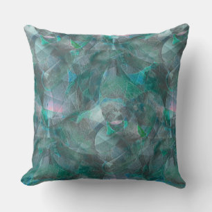 Spoted greenish cyan over unfinished wall plaster cushion